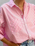 'Primrose' Striped Button Up Long Sleeve Shirt - Celes Fashion